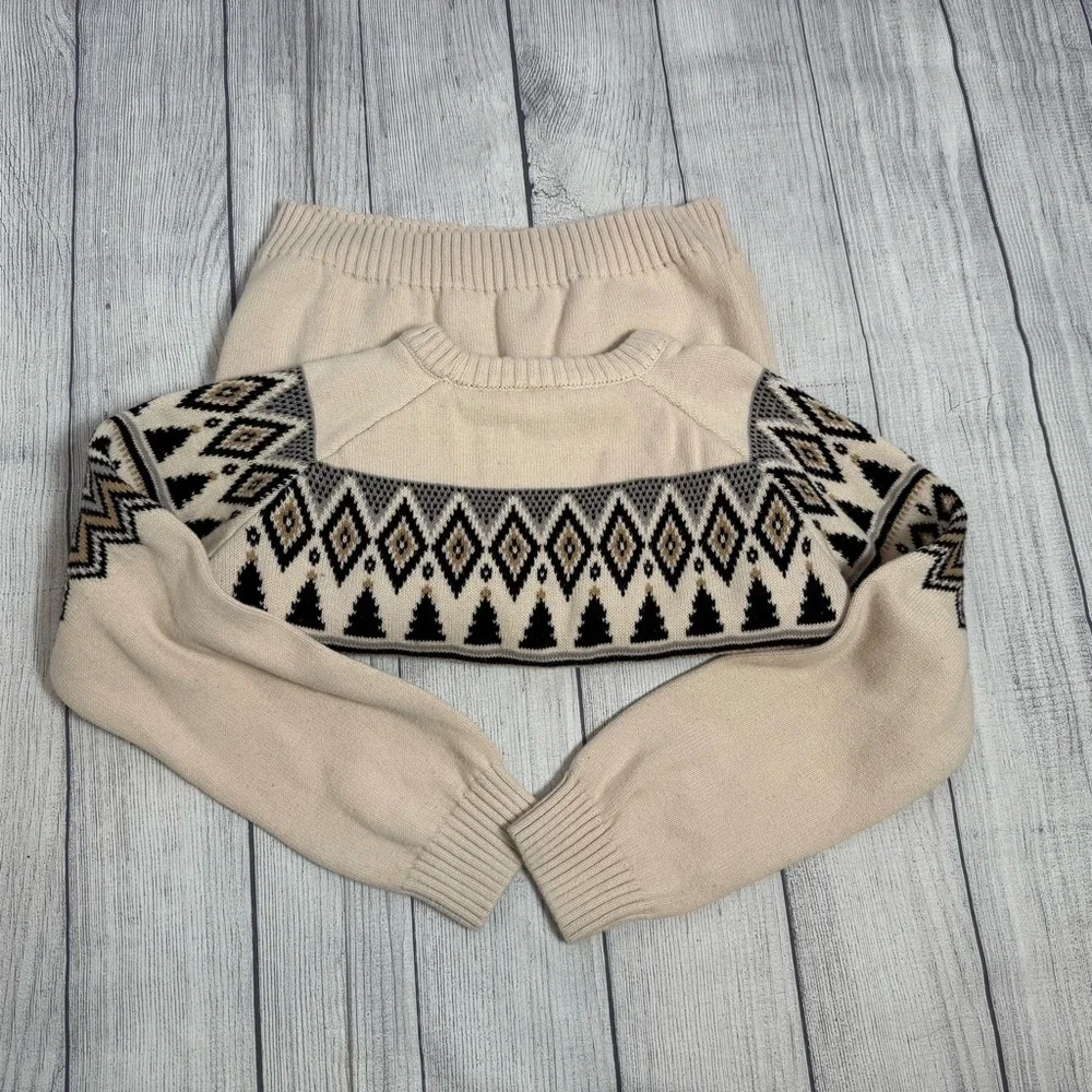 Gymboree Boys Fair Isle Cream Knit Nordic Sweater Size 12
